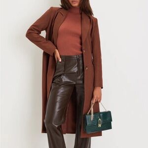 Lulus Elevated Confidence Twill Rust Brown Coat - Size S